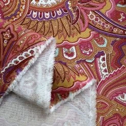 Printed Canvas - Jo Pink -Croft Mill printed canvas jo pink paisley patterned cotton duck fabric fold