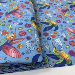 Rainbow Birds 6 Rainbow Birds -Croft Mill rainbow birds craft cotton bird blue craft fabric b