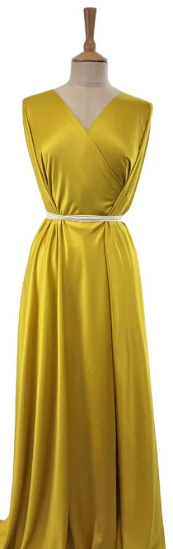 Satin Crepe - Gold 9 Satin Crepe - Gold -Croft Mill satin crepe gold polyester dress fabric mannequin