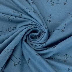 Sausage Dog Jersey – Denim -Croft Mill sausage dog jersey denim cotton elastane oeko tex jersey fabric cud
