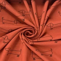 Sausage Dog Jersey – Red 9 Sausage Dog Jersey – Red -Croft Mill sausage dog jersey red cotton elastane oeko tex jersey fabric cud1