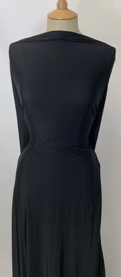 Sheen - Black 9 Sheen - Black -Croft Mill sheen black stretchy knitted jersey black dress lining dress