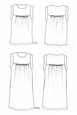 Tessuti - Alice Dress & Top Sewing Pattern (XXS-XL) -Croft Mill sketch alice top dress