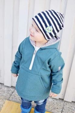 Softshell Melange - Petrol -Croft Mill soft shell melang petrol polyester mirco fleece back fabric example