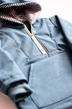 Softshell Melange - Petrol -Croft Mill soft shell melang petrol polyester mirco fleece back fabric example2