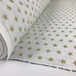 Stof Fabric - Christmas - Star Of Wonder 5 Stof Fabric - Christmas - Star Of Wonder -Croft Mill stoff craft christmas star of wonder gold stars on white roll