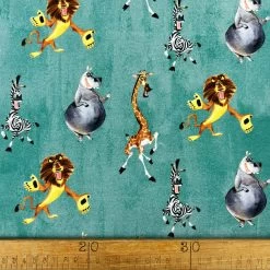 Madagascar - Green -Croft Mill stonewashed madagascar licensed brushed cotton elastane sweatshirting fabric green ruler