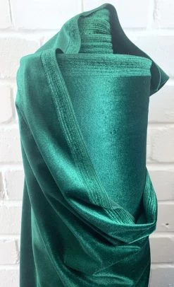 Stretch Velvet - Emerald -Croft Mill stretch velour bottle polyester elastane jersey velvet dress fabric cud1