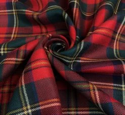 Wool Tartan - Muted - Red -Croft Mill tartan muted red woollen checked red muted suiting fabric close up drape fabric photo gallery