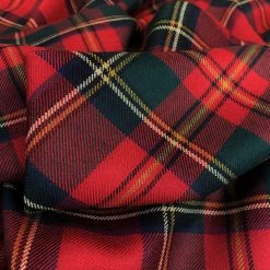 Wool Tartan - Muted - Red -Croft Mill tartan muted red woollen checked red muted suiting fabric close up fabric photo gallery