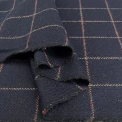 The 13th -Croft Mill the 13th wool dark navy overcheck midweight coating fabric fold