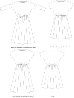 Tilly And The Buttons - Lotta Dress Pattern (UK 6-24) 38 Tilly And The Buttons - Lotta Dress Pattern (UK 6-24) -Croft Mill tilly and the buttons lotta dress pattern tech drawing