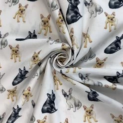 Cotton - French Bulldogs -Croft Mill true craft french bulldogs john louden korean crafting fabric white dogs swirl