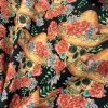 Cotton - Skulls -Croft Mill true craft skulls john louden korean crafting fabric black orange red tattoo floral fold