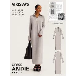 Vikisews - Andie Dress Sewing Pattern (UK 6-24)