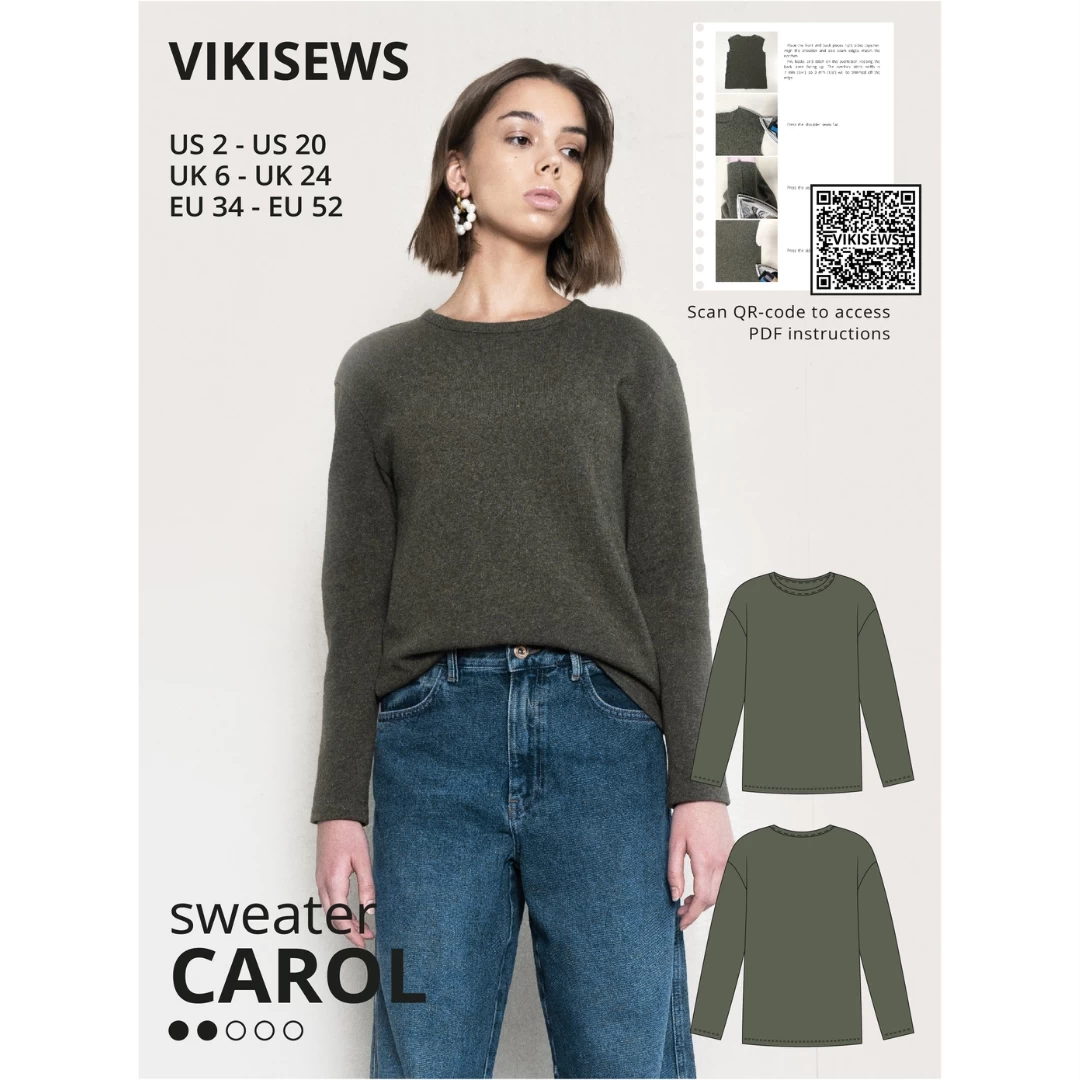 Vikisews - Carol Sweater Sewing Pattern (UK 6-24) 3 Vikisews - Carol Sweater Sewing Pattern (UK 6-24)