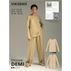 Vikisews - Demi Blouse Sewing Pattern (UK 6-24)