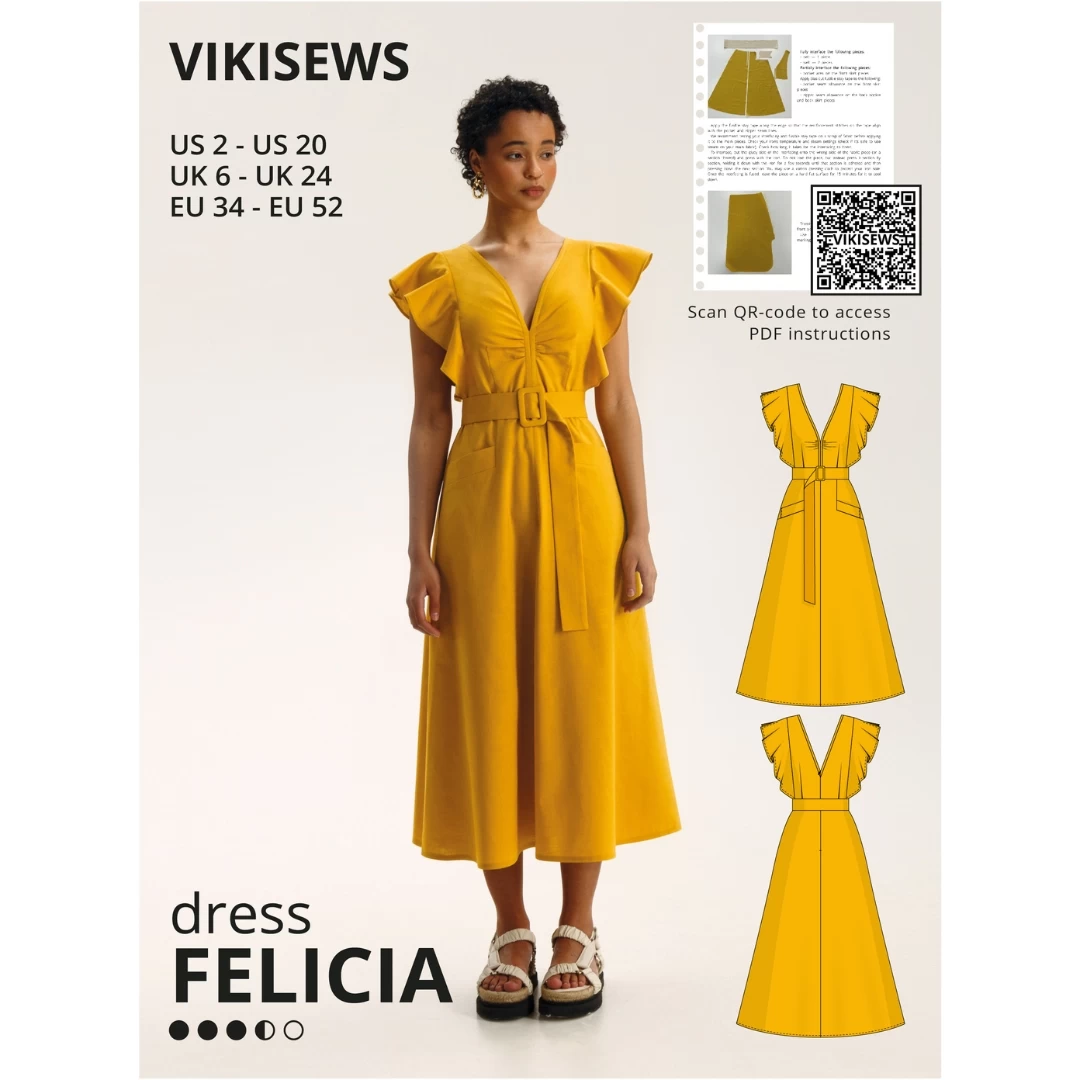 Vikisews - Felicia Dress Sewing Pattern (UK 6-24) 3 Vikisews - Felicia Dress Sewing Pattern (UK 6-24)