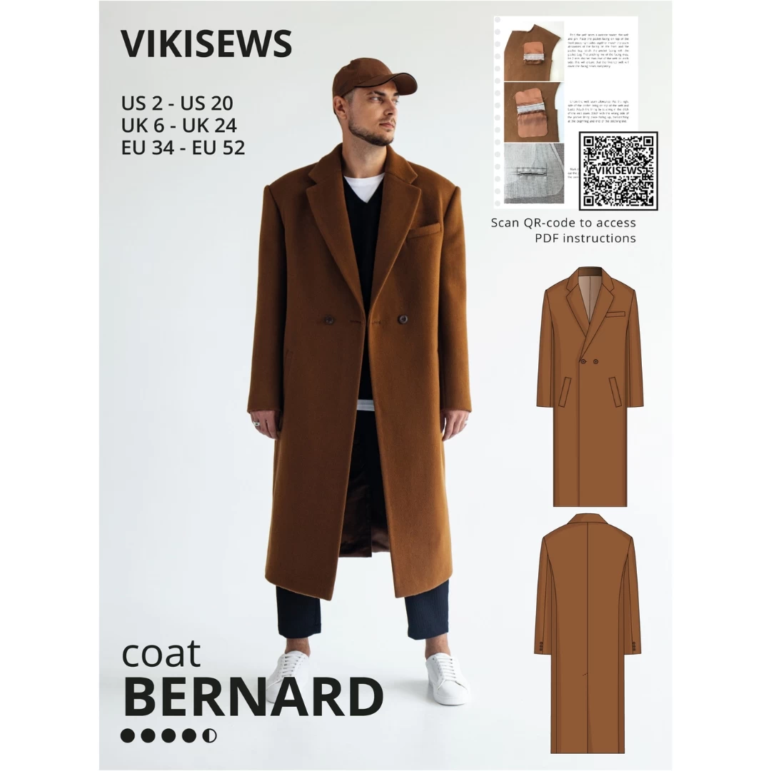Vikisews - Men’s Bernard Coat Pattern (UK 28-44) 3 Vikisews - Men’s Bernard Coat Pattern (UK 28-44)