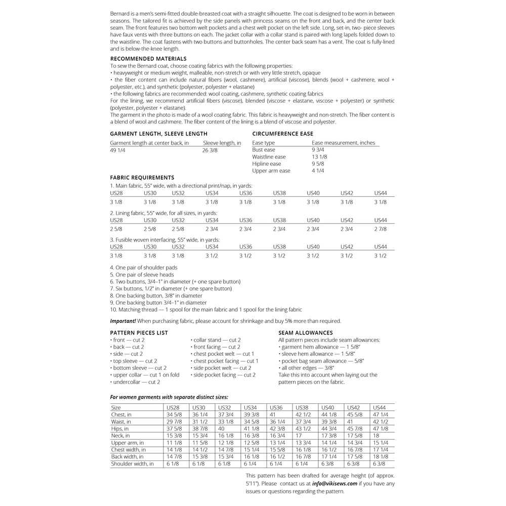 Vikisews - Men’s Bernard Coat Pattern (UK 28-44) 6 Vikisews - Men’s Bernard Coat Pattern (UK 28-44) - Image 4