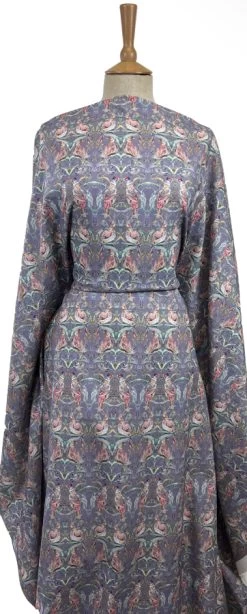 Voyage - Netherton Loganberry Heather Morlich Cotton 13 Voyage - Netherton Loganberry Heather Morlich Cotton -Croft Mill voyage netherton loganberry heather morlich cotton pheasant print purple dress fabric mannequin