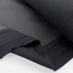 Matte Look Cotton -Croft Mill wet look stretch coated cotton twill black fold