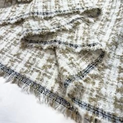 Celine 7 Celine -Croft Mill white gold polyester acrylic metallic check boucle fabric celine reverse fold