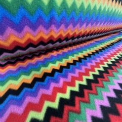 Ziggy 8 Ziggy -Croft Mill ziggy multicoloured zig zag pattern fleece fabric cu2